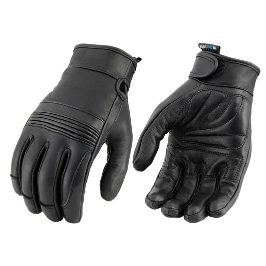 Milwaukee Leather MG7536 Men’s Black 'Cool-Tec' Leather Riding Gloves with Flex Knuckles