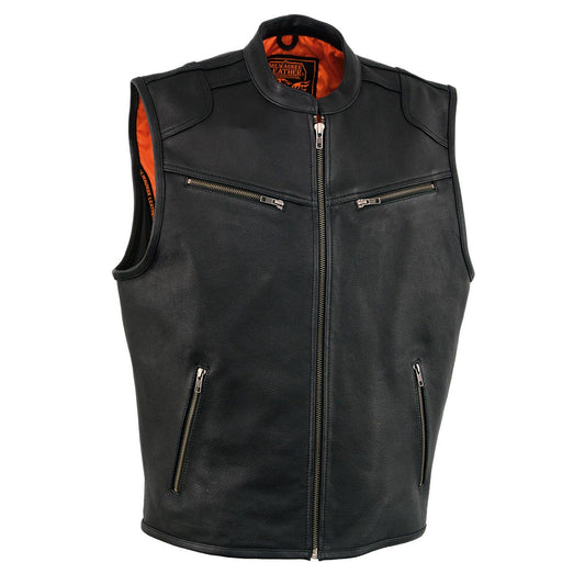 Milwaukee Leather MLM3502 Men's Black 'Cool-Tec' Leather Zipper Vest