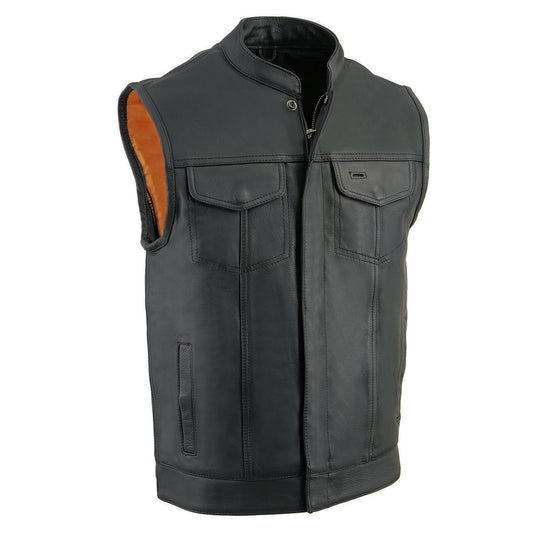 Milwaukee Leather MLM3514 Men's Black 'Cool-Tec' ‘Club Style Vest’ Leather Vest